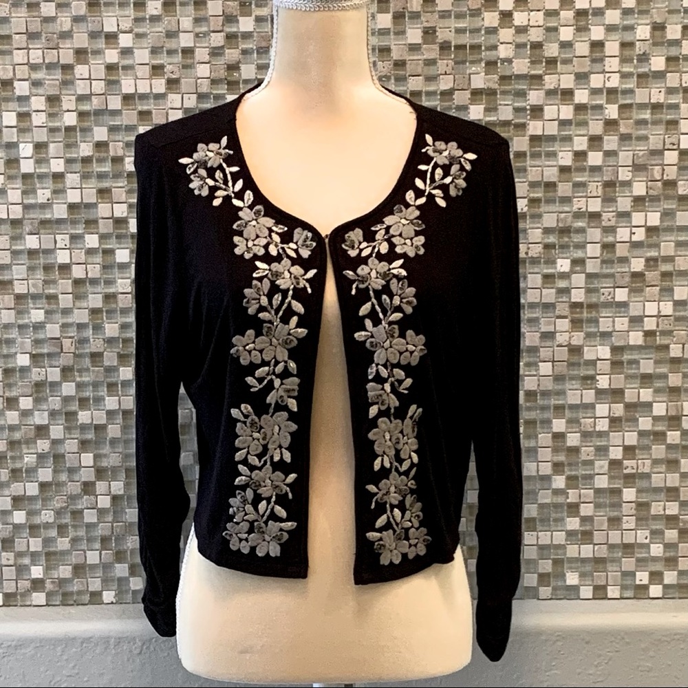 INC cardigan with beading and embroidery sz S